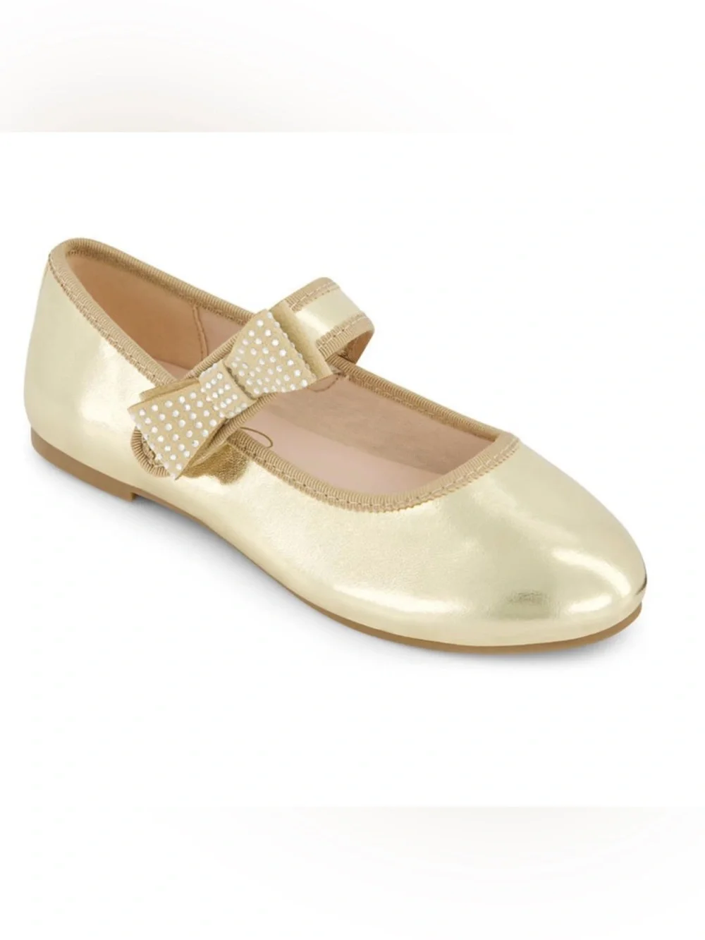 Jessica Simpson Girls Gold Mary Jane Bow Flats Size 1